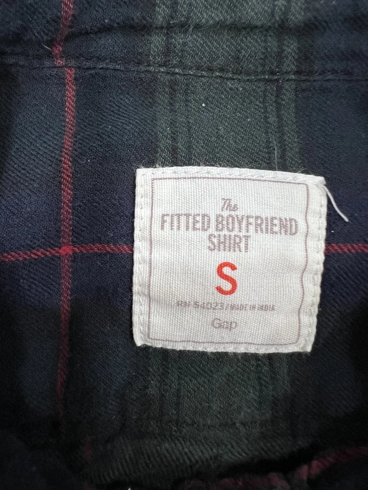 Vintage Feminino Gap Fitted Boyfriend Xadrez Gola de Babado e Detalhe de Botões - Imagem 3 de 4