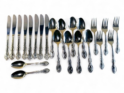 🔥 International Stainless Flatware Set Chantilly Pattern Rococo VTG 23 Pc Set
