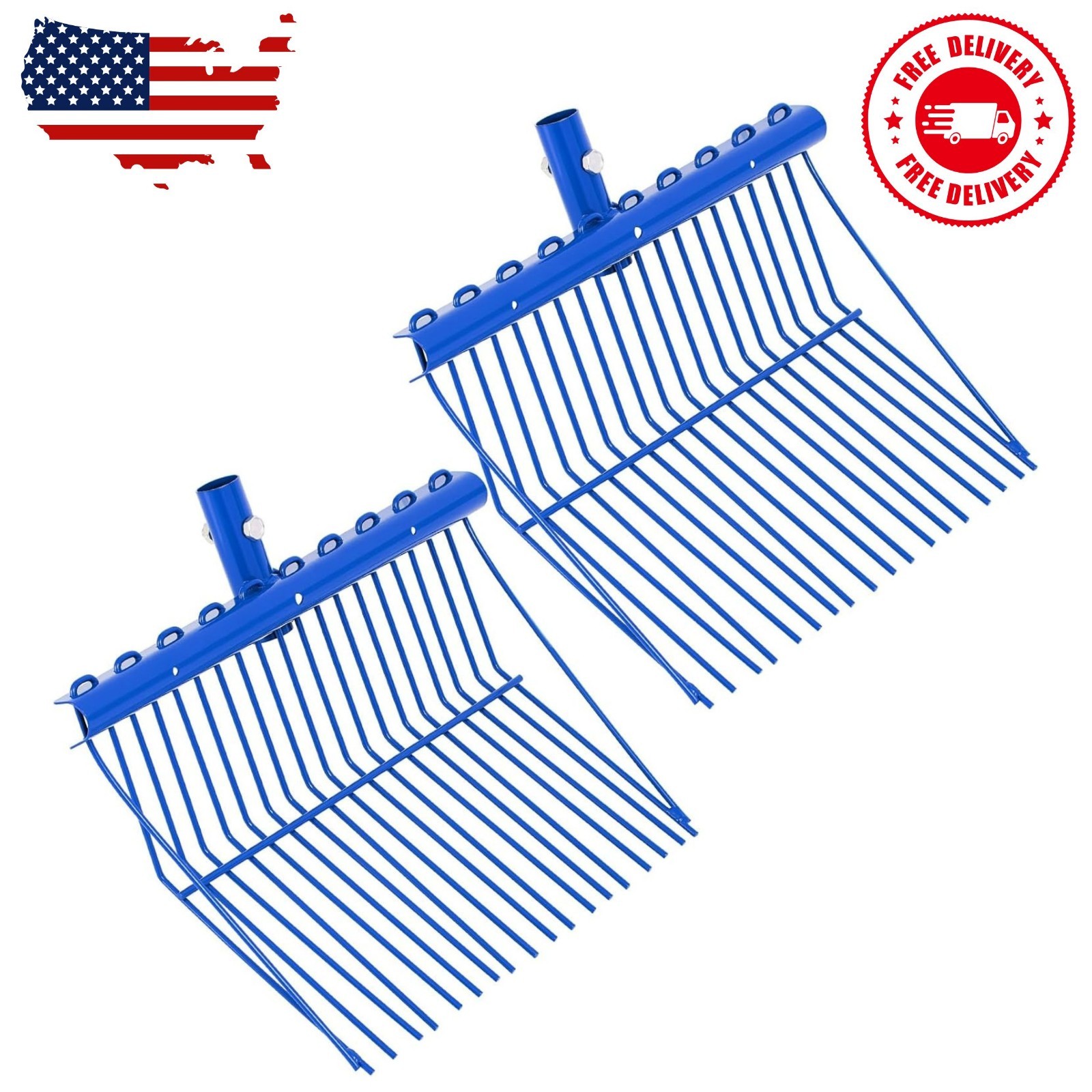 2 Pack Pitchfork Replacement Head Metal Horse Manure Rake Gardening Pitch Fork