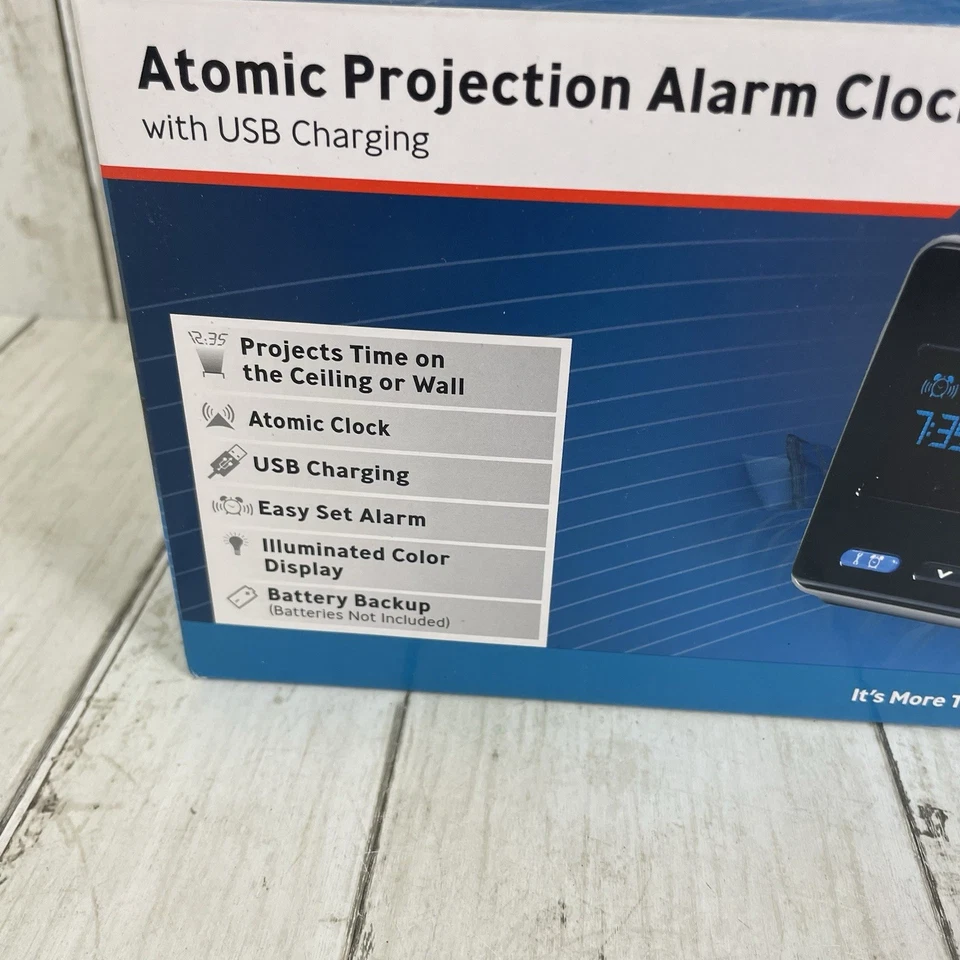 Reloj despertador de proyección atómica AcuRite con carga USB 13021 - Nuevo Foto 2 de 4