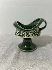 1968 McCoy USA Pottery MCP 20 Green Starburst Pattern Small Pedestal Planter