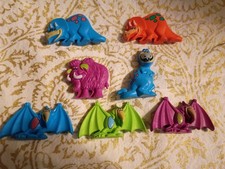 Vintage 1990 Flintstones Cartoon Dinosaurs PVC Figures HBP Lot Of 7 Purple Blue