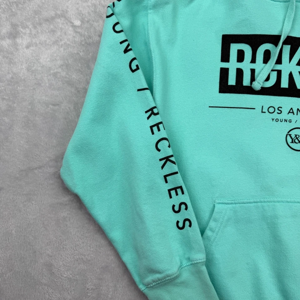 Sudadera con Capucha Young & Reckless Para Hombre Mediana Verde Turquesa Estampado Gráfico Los Ángeles Foto 4 de 4