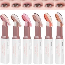 6 Pcs Shimmery Eyeshadow Stick Two Color Eye Glitter Shadow Pencils with Wate...