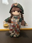Vintage Patchwork Dress Doll with Braids and Flower Basket Precious Moments — photo 1