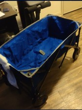 Blue Foldable Utility Wagon 4 Wheels for Gardening and Landscaping