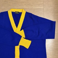Vintage Imperial Varsity Cardigan Sweater Mens XL Blue/Yellow 60s Letterman