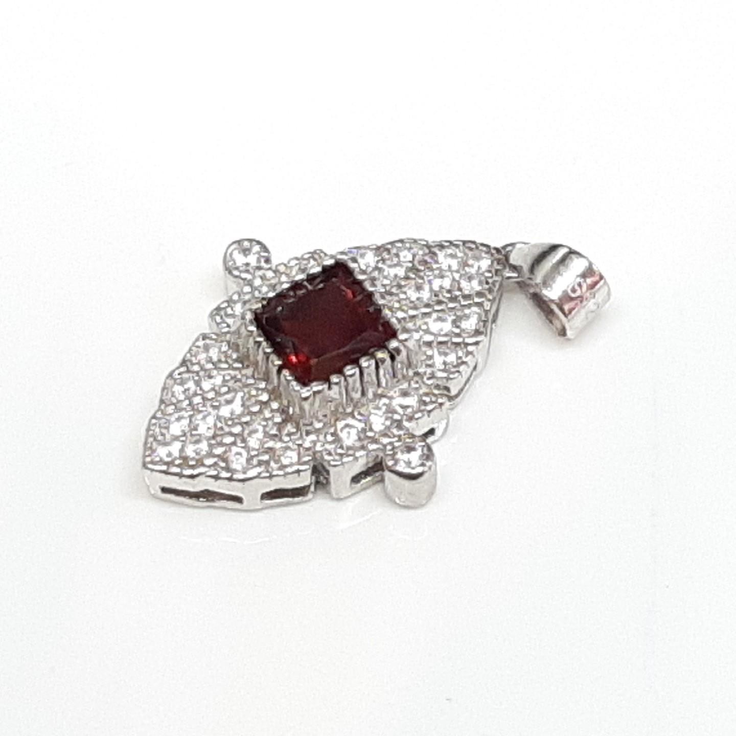 World Class .71ctw Garnet & White Sapphire 925 Silver Pendant