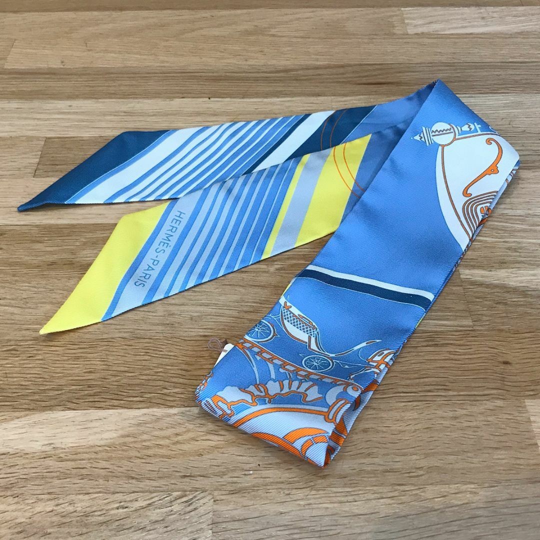 HERMES Twilly Ex Libris Scarf in Blue - Brand New