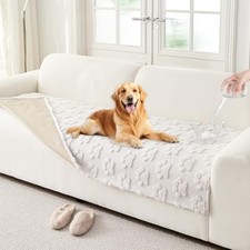 Waterproof Couch Cover for Dogs Washable,Fuzzy Pet Couch 35x82 1pc White