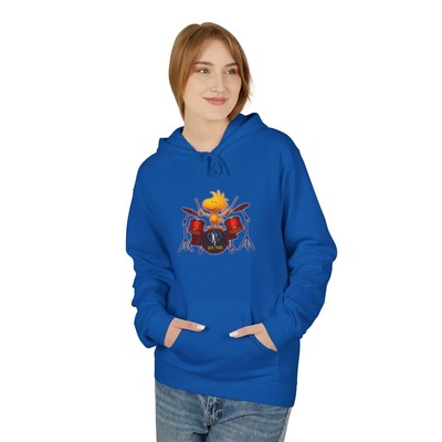 Woodstock, Peanuts , Drums,  Snoopy, RUSH Signals   Midweight  Fleece Hoodie