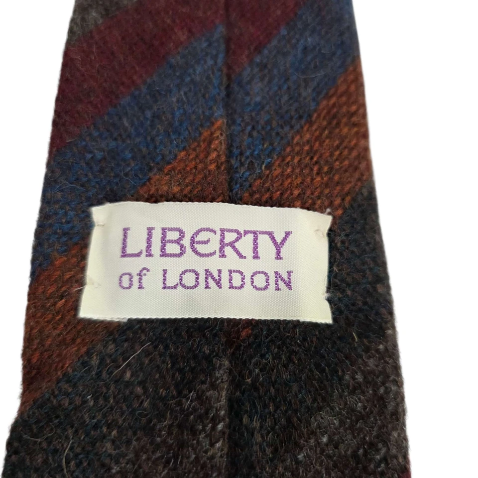 Corbata a rayas de lana LIBERTY of LONDON marrón azul borgoña accesorio para hombre Foto 2 de 4