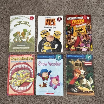 6 Lot Step 2 readers-Frog & Toad, Despicable Me, Bolt, Alvin, Snow, Magic bus