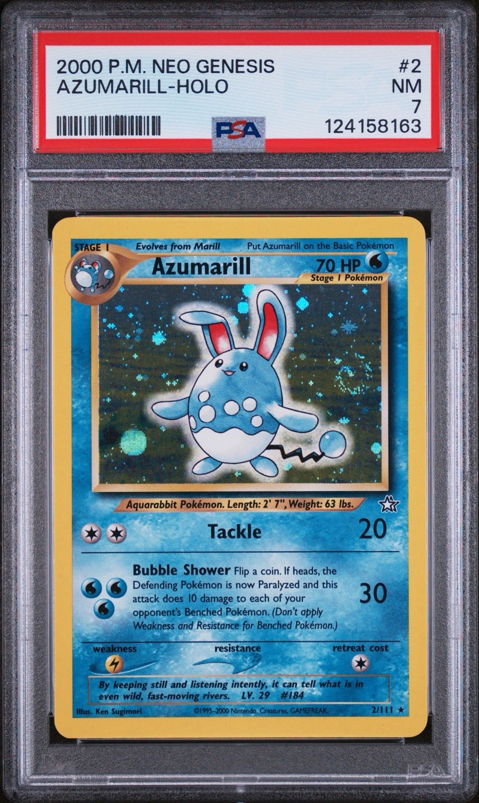 Pokemon Neo Genesis Unlimited Azumarill PSA 7 Holo (1741) 2/111
