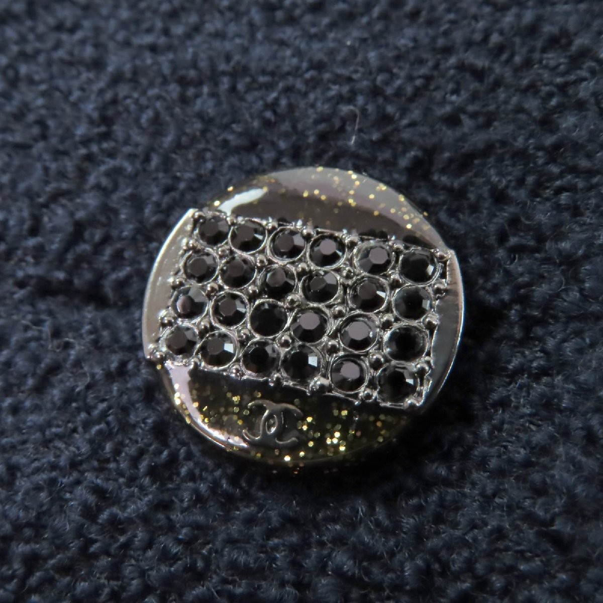 Chanel Coco Mark Button Jacket Navy Rhinestones S… - image 7