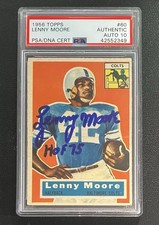 1956 Topps Lenny Moore RC Signed PSA/DNA Authentic Autograph Grade 10 Colts HOF