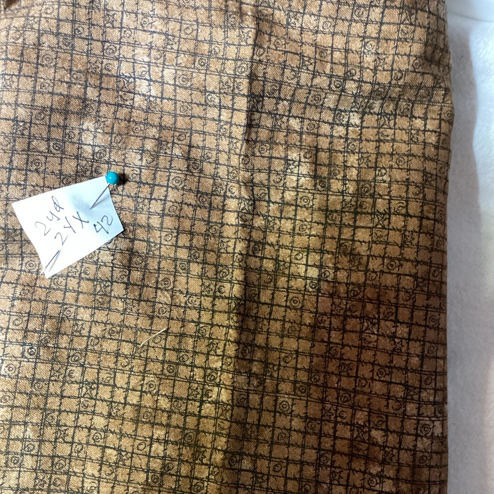 Vintage 2 Yards 24 Inches Fabio Brown Tiny Squares By 42 Wide, Cotton - Image 3 of 4
