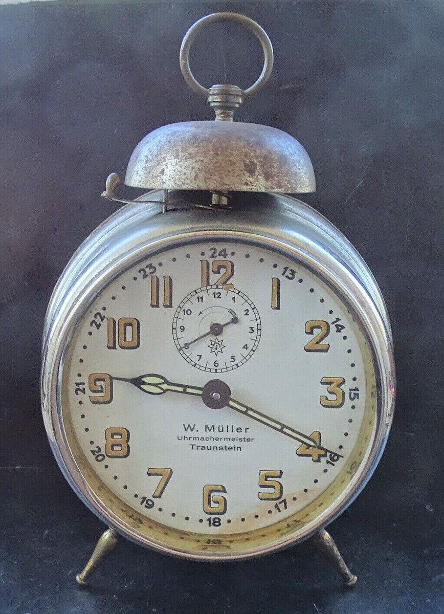 Junghans Uhrmacher Traunstein Antike Metall Glockenwecker Alarm  1900