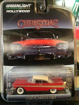 1/64 GREENLIGHT HOLLYWOOD CHRISTINE 1958 PLYMOUTH FURY COUPE RED DAYTIME VERSION