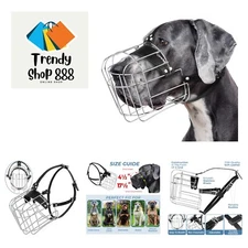 Durable Large Dog Muzzle – Metal Basket with Leather Straps for Safety & Control