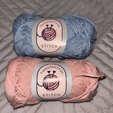 Thoughtful Stitch Cotton 100 Cotton Yarn Pink Blue Each 50g