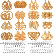 182 Pieces Wooden Dangle Earring Making Kit, Include 32 Pieces Light Coffee