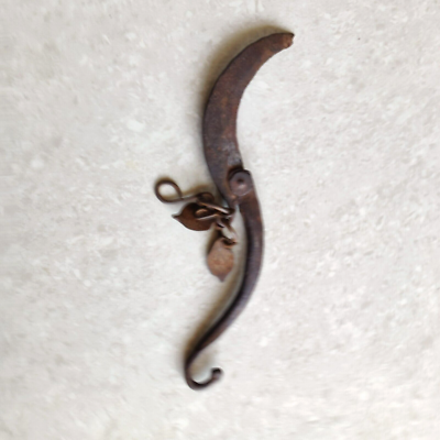 18c Antique Fire Striker With Knife Folding Unique Iron Hand