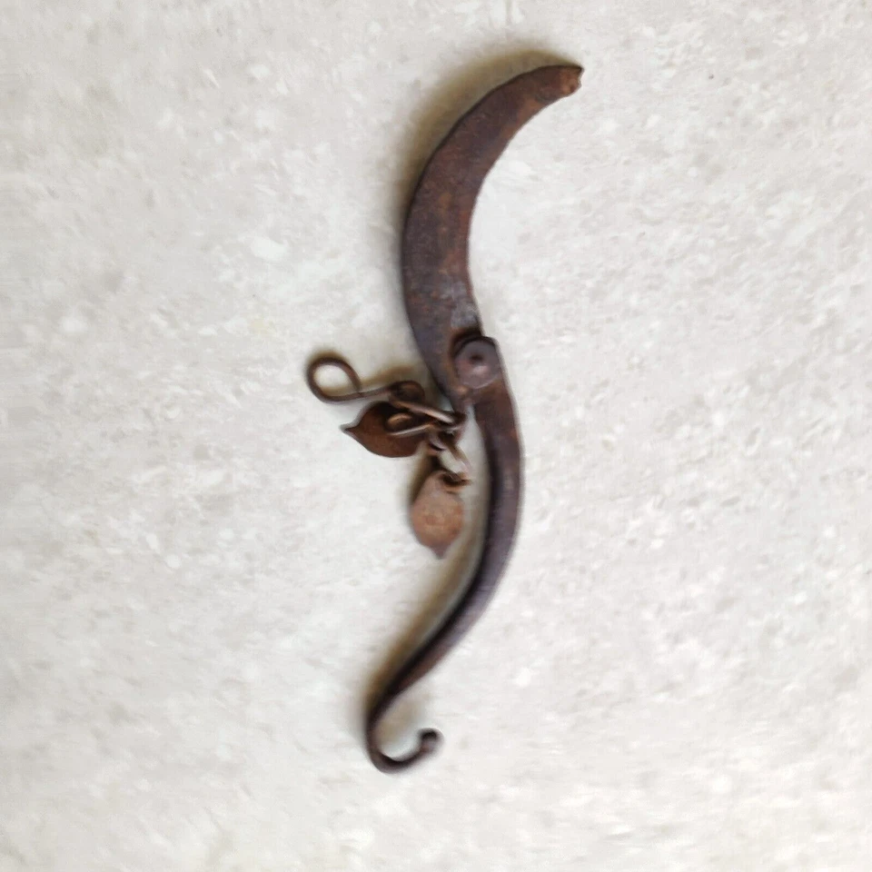 18c Antique Fire Striker With Knife Folding Unique Iron Hand Carved Rare I741 - Image 2 of 4