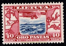 EBS Lithuania 1934 - Aviation - Biplane over Sea - Mi. 384 - MNH** (B5