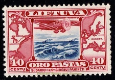 EBS Lithuania 1934 - Aviation - Biplane over Sea - Mi. 384 - MNH** (B5