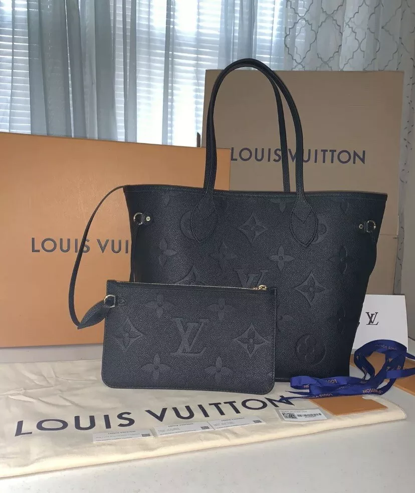 Louis Vuitton Black/White Monogram Empreinte Leather Neverfull MM