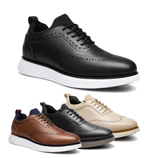 Men's Dress Sneaker Oxfords Casual Wingtip Brogue Non-Slip Formal Shoes Black