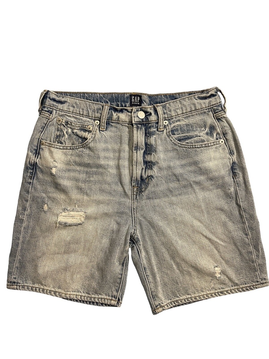 GAP Blue Denim Distressed Shorts In HR Short Light Indigo Women’s Size 28