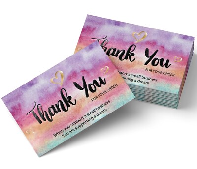 Thank You Cards Small Business (3.5 x 2 Inches - 100 pcs, 300GSM) by Modern 5th