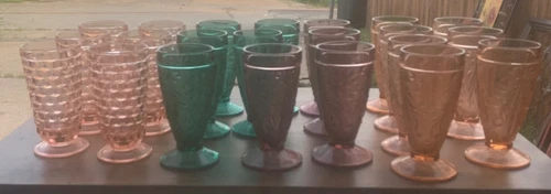 authentic 1930s Depression glass goblets
