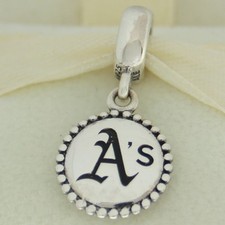 Authentic Pandora USB791169-G020 Oakland Athletics Baseball Silver Bead Charm