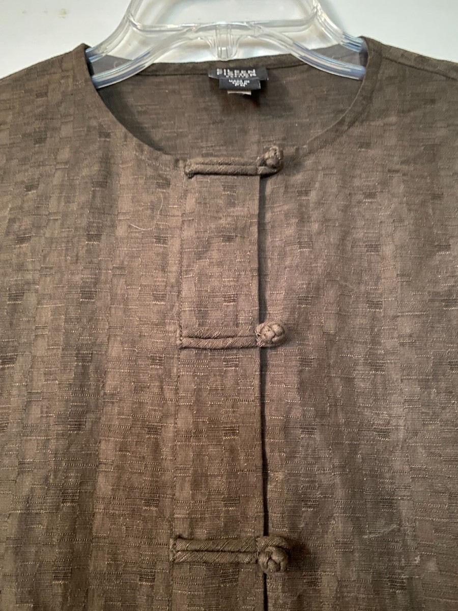 00s eileen fisher リネン　ショップコート　L ビンテージ Eileen Fisher Twinkle Silver Metallic Linen Jacket sz X-Large