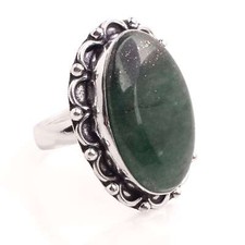 Green Aventurine Gemstone Silver Plated Handmade Adjustable Ring Jewelry R-974