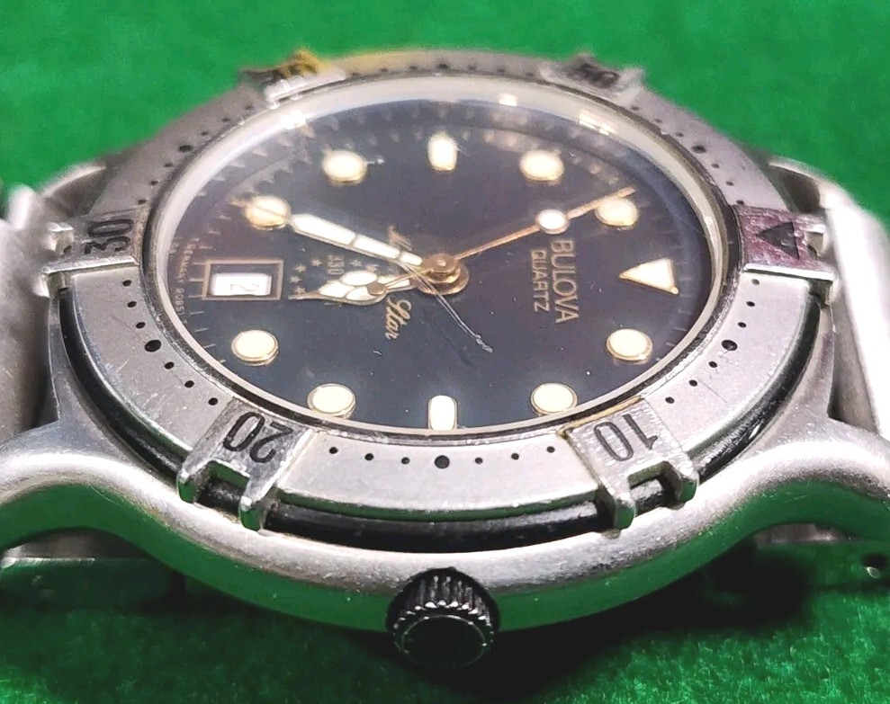 Vintage Bulova Watch T1 Marine Star 330 Feet Quartz Mens 1991