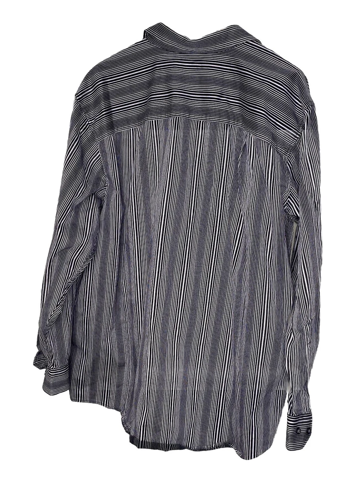 SYNRGY Men’s Long sleeve button down Shirt black white striped cotton Size 2xl - Image 2 of 4