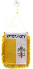 Vatican City MINI BANNER FLAG GREAT FOR CAR & HOME WINDOW MIRROR 2 SIDE 