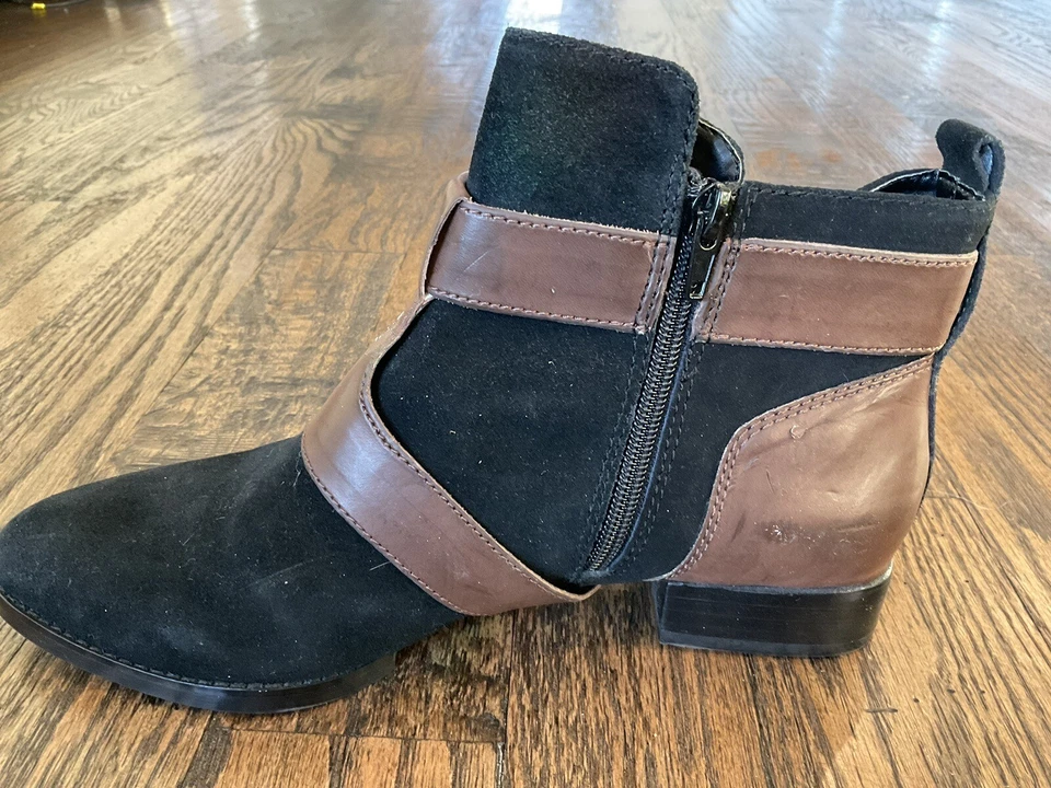 Kelsi Dagger Negro/Marrón Gamuza Puntera Hebilla Botines Botas Zapatos Para Mujer 8.5M Foto 4 de 4