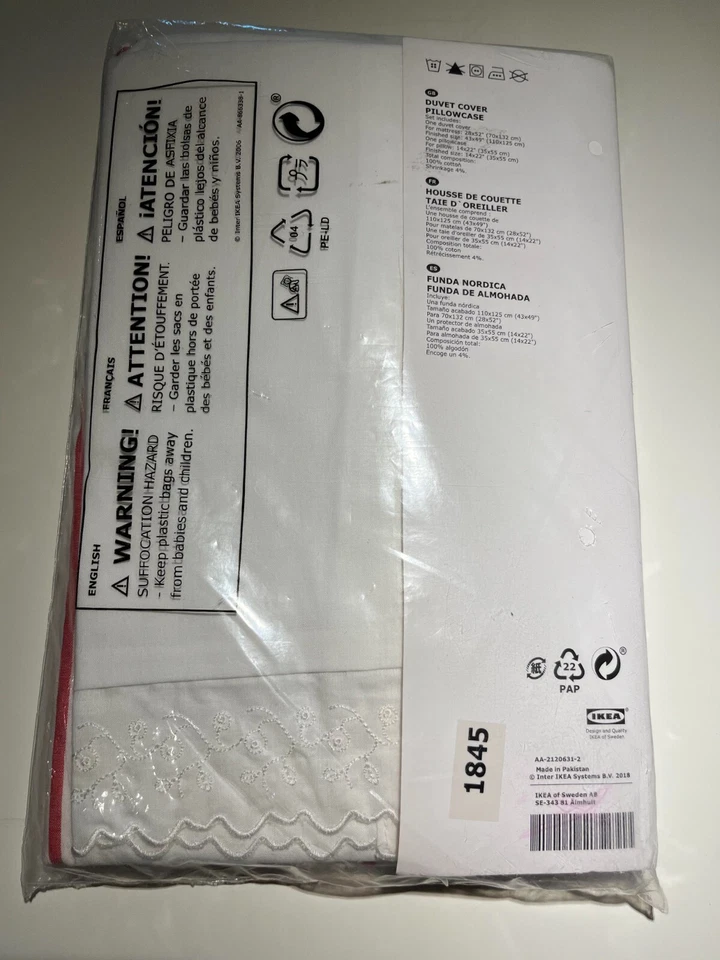 Nova capa de edredom/folha para berço IKEA GULSPARV, listra, vermelha 43 x 49 / 14 x 22 " - Imagem 2 de 3