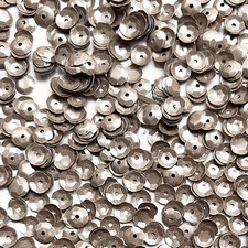 5mm Cup Sequins Ivory Beige Opaque Satin Pearl Medium Hole Made in USA