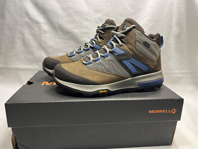 Merrell Brown and Cloudy Blue Zion Mid Waterproof Lace-up Hiking Boots Sz 7 Merrell Women main image 3