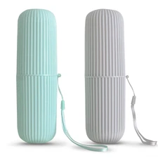 Sunenlyst 2Pcs Travel Toothbrush Holder, Portable Toothbrush Case for Traveli...