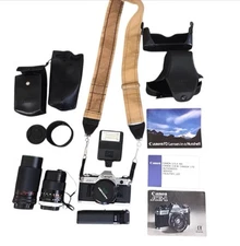 Canon AE-1 35mm Film Manual Focus SLR Camera w/ 3 Lens