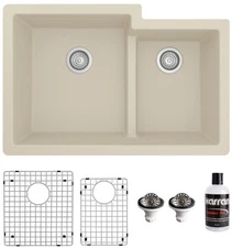 Karran USA QU-811-PK1 Quartz QU 32" Undermount Double Basin