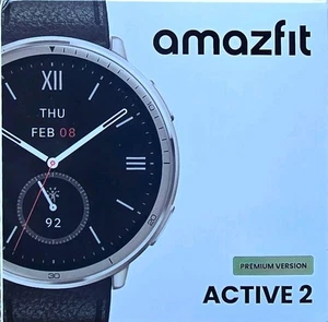 Amazfit En cours 2 44mm AMOLED Fitness Smart Watch avec bracelet en cuir (noir)