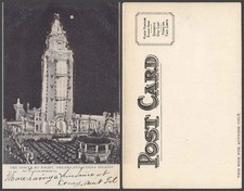 NEW YORK The Tower by Night Dreamland Coney Island  VINTAGE POSTCARD
